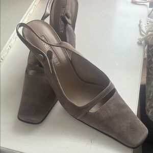 Nine West Taupe Slingback Heels